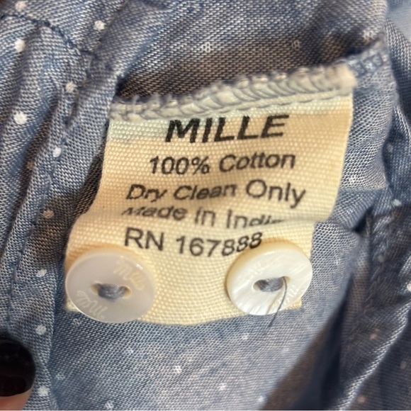 Mille Blue Dot Marnie Smocked Short Sleeve Button Front Top Shirt XS - Picture 6 of 7